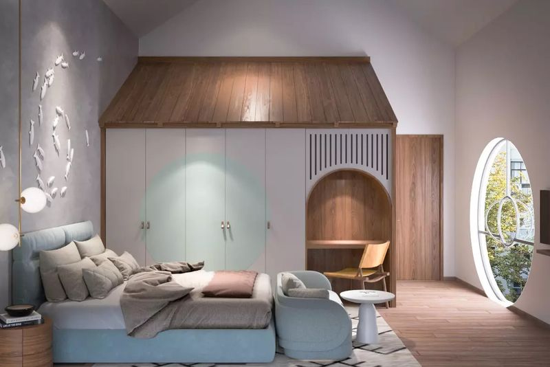Phòng ngủ con được thiết kế bố trí nội thất đơn giản nhẹ nhàng